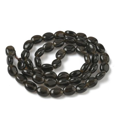 3 Обсидиан Golden Sheen (златен блясък) на плоски овални мъниста