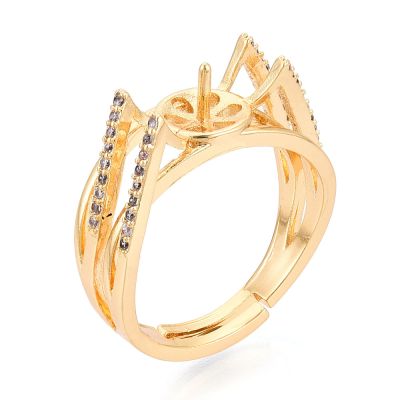 Основа за пръстен, регулируема основа с 18К златно покритие и фианит, размер 17мм- 1 бр.