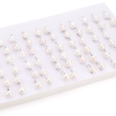 3 Висящи обеци от месинг с естествени перли