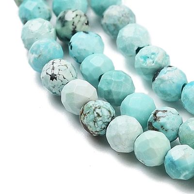 3 Тюркоаз на кръгли  фасетирани мъниста 2 мм