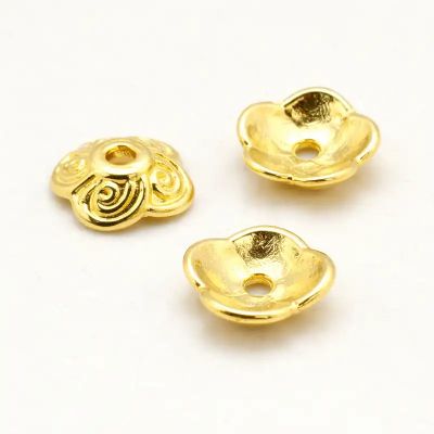 Метални капачета за мъниста в златист цвят с диаметър 9 мм, комплект от 20 броя.