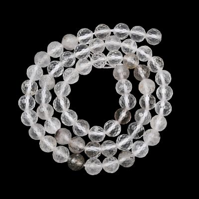 Естествен кварц Херкимер (Herkimer Diamond) фасетирани мъниста 6~6.5мм - наниз 30 бр.