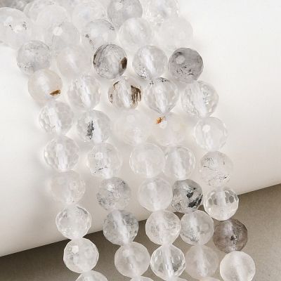Естествен кварц Херкимер (Herkimer Diamond) фасетирани мъниста 6~6.5мм - наниз 30 бр.