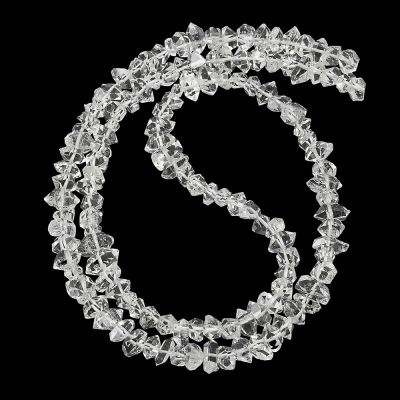 Полиран кварц Херкимер (Herkimer Diamond) късчета 9~12x2~4мм - наниз 20-20,5 см