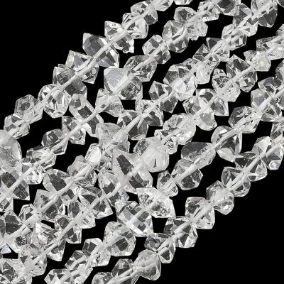 Полиран кварц Херкимер (Herkimer Diamond) късчета 9~12x2~4мм - наниз 20-20,5 см