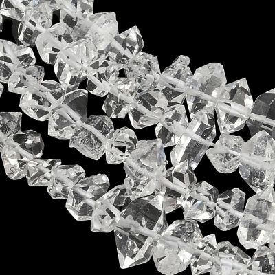 Полиран кварц Херкимер (Herkimer Diamond) късчета 9~12x2~4мм - наниз 20-20,5 см