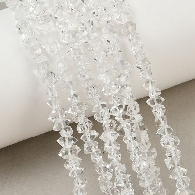 Полиран кварц Херкимер (Herkimer Diamond) късчета 9~12x2~4мм - наниз 20-20,5 см
