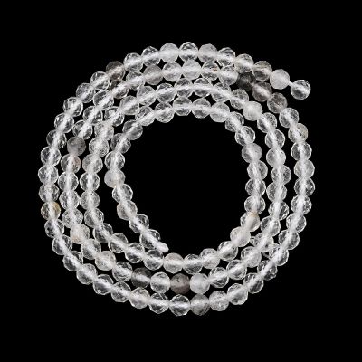 Естествен кварц Херкимер (Herkimer Diamond) фасетирани мъниста 3~3.5мм - наниз 39см