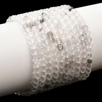 Естествен кварц Херкимер (Herkimer Diamond) фасетирани мъниста 3~3.5мм - наниз 39см