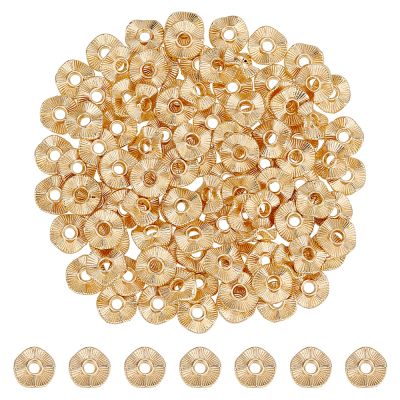 Вълнообразни мъниста диск 8x2мм с 14K златно ламиниране/ Gold Filled - 5 броя