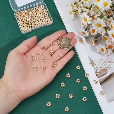 Вълнообразни мъниста диск 8x2мм с 14K златно ламиниране/ Gold Filled - 5 броя