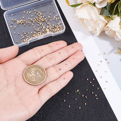 Цилиндрични месингови мъниста 1.5x1.5мм с 14K златно ламиниране/ Gold Filled - 100 броя