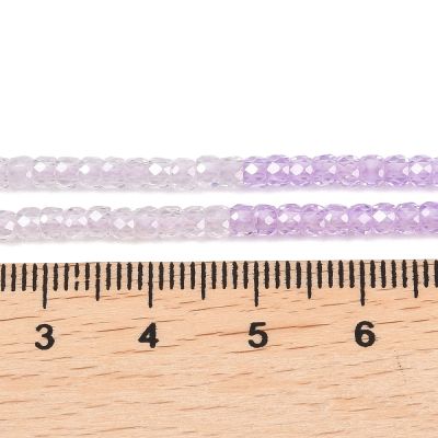 Мъниста от фасетиран кубичен цирконий (CZ) 3,5 × 2,5 мм с преливащи цветове  - наниз 37см.