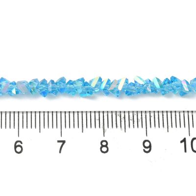 Стъклени мъниста с триъгълно сечение, Sky Blue AB, 4~4.5x4~4.5x2.5 мм – наниз 29~31 см