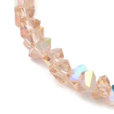 Стъклени мъниста с триъгълно сечение, Peach AB, 4~4.5x4~4.5x2.5 мм - наниз 30~31см