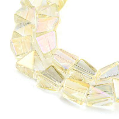 Стъклени мъниста с галванизирано многоцветно покритие 8x7x5 мм, Light Goldenrod- наниз 63см