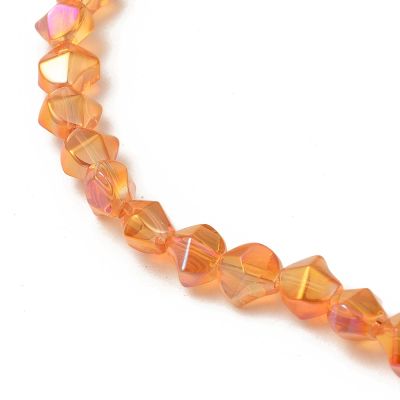 Стъклени галванизирани мъниста Twist Orange 8,2×8,2×6,8мм - наниз 66см