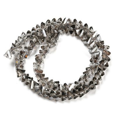 Стъклени мъниста с триъгълно сечение, Gray АВ, 6×6×3,5мм - наниз 26,5~27,5 см