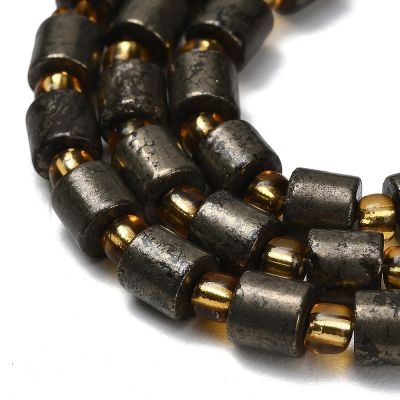 Пирит Gold, цилиндрични мъниста с разделители ~6 × 6 мм - наниз 19,5 см