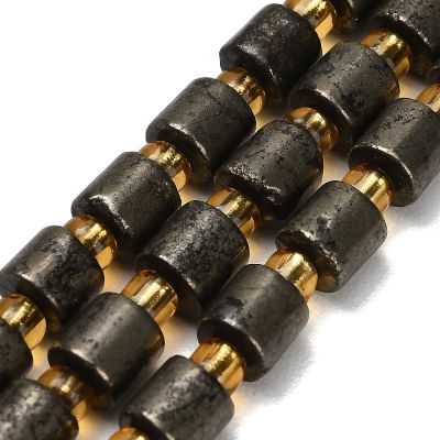 Пирит Gold, цилиндрични мъниста с разделители ~6 × 6 мм - наниз 19,5 см