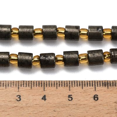 Пирит Gold, цилиндрични мъниста с разделители ~6 × 6 мм - наниз 19,5 см