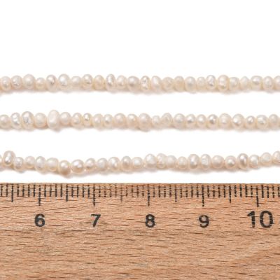 Култивирани сладководни перли 2~2,5 мм, Клас A+, Old Lace - наниз 36 см