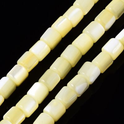 Естествени мъниста от седеф Trochid Shell Yellow 3,5x3,5 мм - наниз 38 см