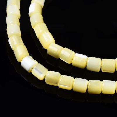 Естествени мъниста от седеф Trochid Shell Yellow 3,5x3,5 мм - наниз 38 см