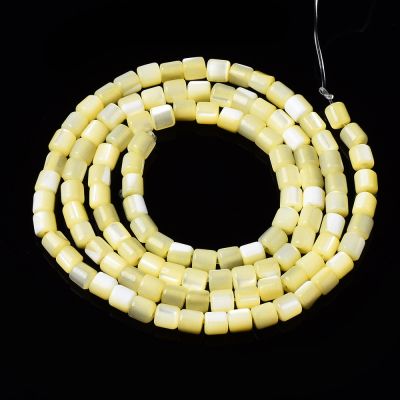 Естествени мъниста от седеф Trochid Shell Yellow 3,5x3,5 мм - наниз 38 см