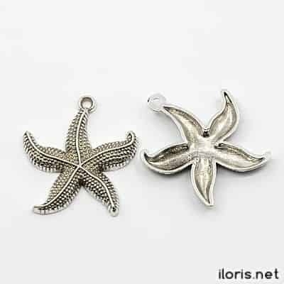 Pendant starfish, antique silver 
