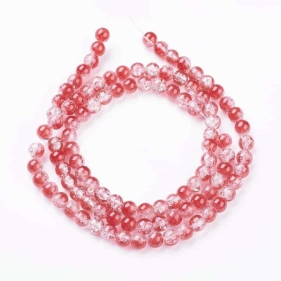 Стъклено мънисто Crackle- двуцветно розе , диаметър: 8мм, отвор: 1,3 ~ 1,6 мм, връзка от 50 броя