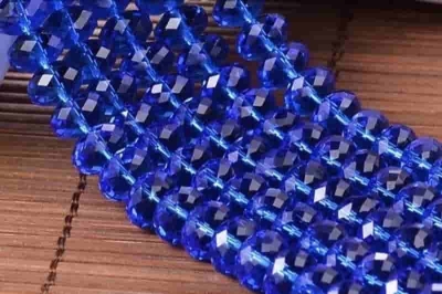 Стъклени сини мъниста фасетирани, 4 по 6 мм