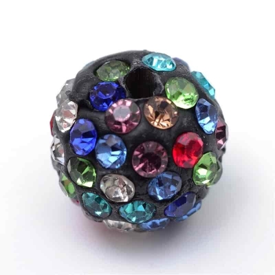 Мъниста от полимерна глина с кристали Диско топка 10 мм- 5 броя   