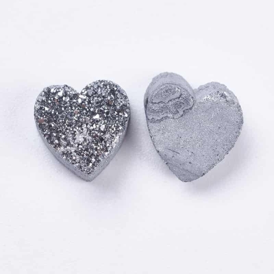 Мънисто сърце от друза ахат сребърно покритие 9~10мм 3