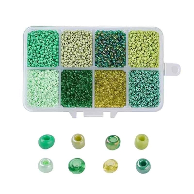 Стъклени зелени кръгли синци Ceylon 2мм в кутия 1