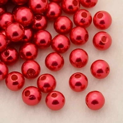 Перли акрилни 4 мм в червено - пакет 300 броя 