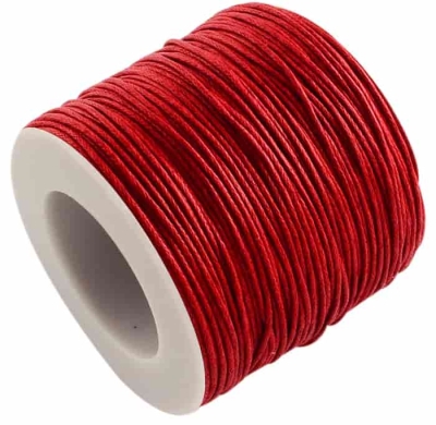 Cotton cord with wax coating red