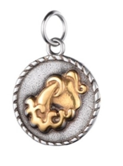 Медальон зодия от неръждаема стомана "Зодиак" с халкичка - 1 брой