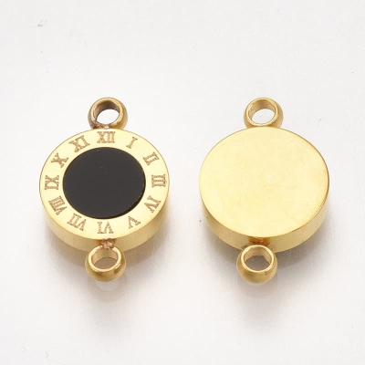 Конектор 13мм от златиста стомана 304 с форма на часовник с рмски цифри