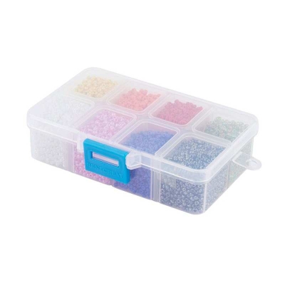 Стъклени синци Ceylon 2мм,  Mixed Color в кутия с 8 различни цвята 