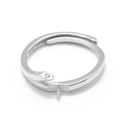 Сребърна основа за пръстен с плочка и пин за камък или перла 2