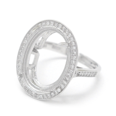 Основа за сребърен пръстен с покритие от платина и декорация