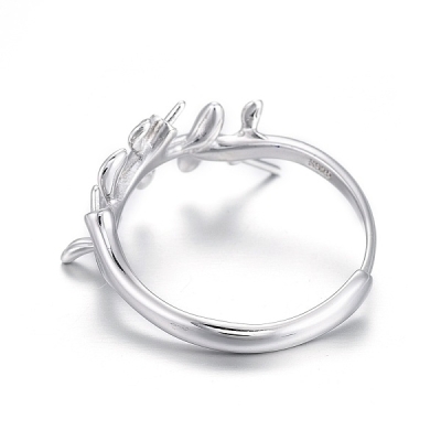 Компонент за сребърен отворен пръстен с обков за камъни с половин отвор  в
