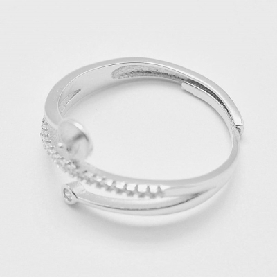 Сребърен компонент за пръстен с декорация от Фианит и плочка за камък в
