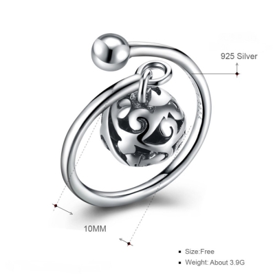 Сребърен пръстен с декорирана висулка от сребро б