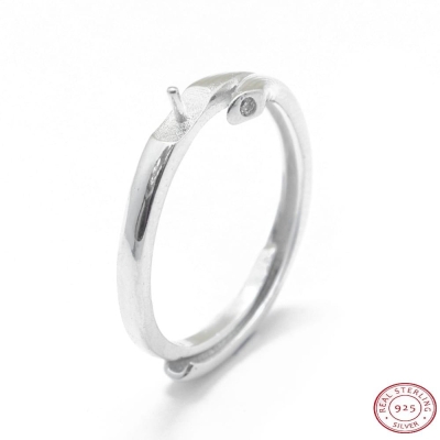Основа за пръстен сребро 925 с пин за камък или перла - 16мм регулируем  
