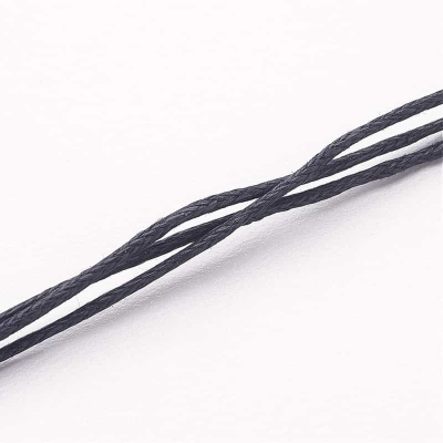 Восъчен памучен шнур, черен, дебелина 1мм конец