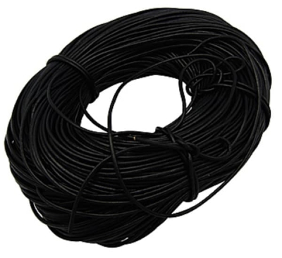 Кожен шнур объл, черен, дебелина около 3мм - 1м.