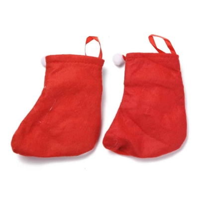 Коледна торбичка - чорап с Дядо Коледа и надпис гръбче