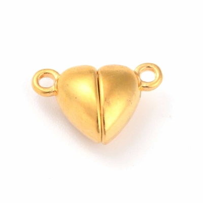 Златиста закопчалка с магнити и форма на сърце 9,5x15 мм 